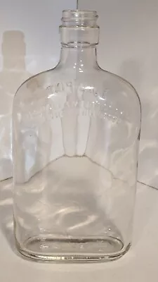 Vintage Clear Glass Embossed Full Pint Liquor Bottle Without Lid Cap • $8.99