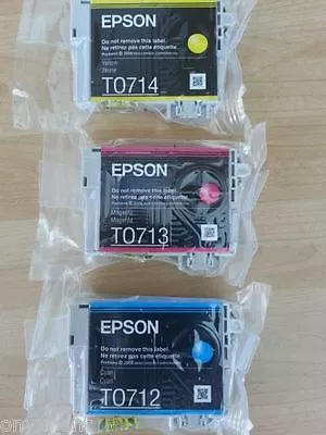 £41.82 • Buy Genuine Epson T0712 T0713 T0714 CMY Ink Stylus DX7400 DX7450 DX8400 WOBox