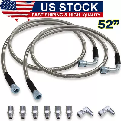 SS Braided Transmission Cooler Hose Lines Fittings 52  Length TH350 700R4 TH400 • $31.95