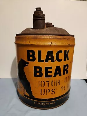 Old Antique Advertising Black Bear Motor Oil 5 Gal. Can - Oil Drum • $535