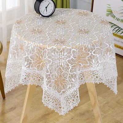 Lace Mesh Tablecloth Embroidery Floral Dining Tea Coffee Table Cloth Cover Decor • £11.12
