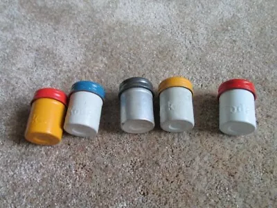 Vintage Metal Film Canisters Containers In A Variety Of Colors Lot Of 5 • $20