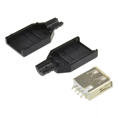 10Pcs USB2.0 Type-A Plug 4-pin Female Adapter Connector Jack&Black Plastic Cover • $1.09