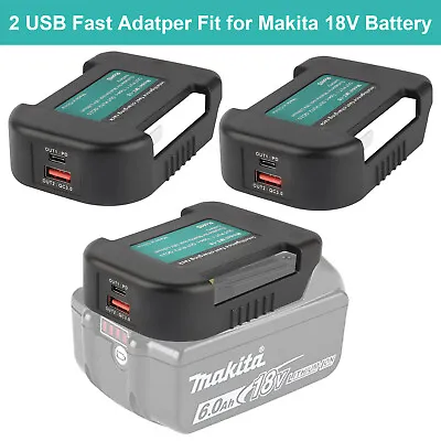 £14.56 • Buy 2x Makita 18V Battery USB Charger Adaptor Adapter Mounts Holder Type-C For Phone