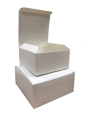 White Square Boxes - Cardboard Takeaway Tray Box Case Pie / Cake Shop Packaging • £1.49