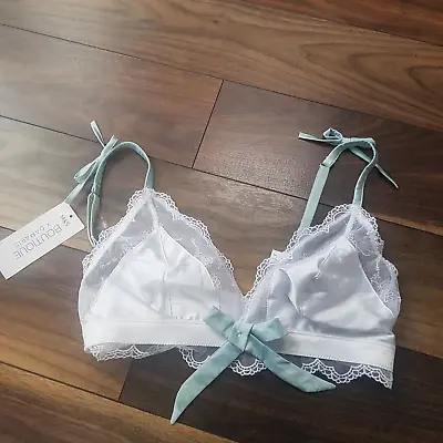 Marks & Spencer BOUTIQUE X Damaris Evaline Non Wired Bralette Size 12 White/Blue • £4.99