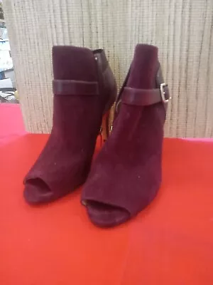 Marc Fisher Womens Dress Boots Size 6.5 Burgundy Heeled Zip Open Toe Soft • $26.55