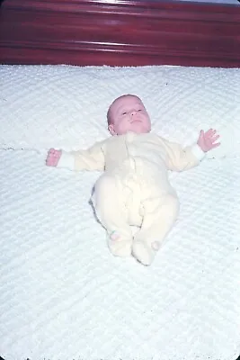 1963 Baby Infant Laying On Bed #2 Vintage 35mm Slide • $7