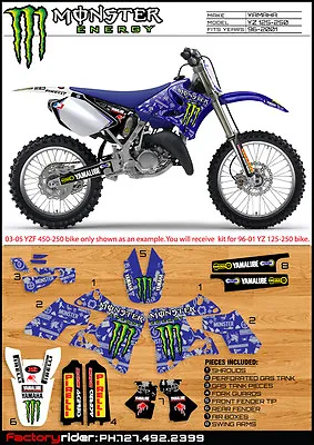 Team Yamaha Graphics 1996 1997 1998 1999 2000 2001 Yz125 Yz250  Yz 250 Motocross • $74.99