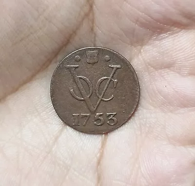 Dutch Netherlands Colonial VOC Duit  1753 Utrecht NewYork Penny Coin E323 • $15
