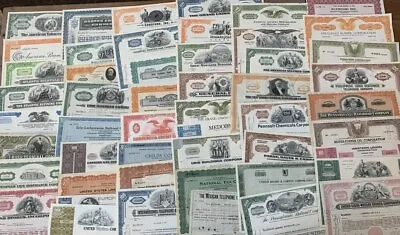 Mixed Lot Of 50 Different Stock Certificates And Bonds Various Industries • $19