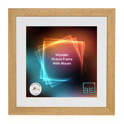 Thin Square Photo Picture Frame With White Mount SOLID WOOD Black White Oak Gold • £7.85