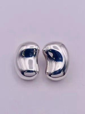 Tiffany & Co Elsa Peretti  Bean Earrings Clip On Sterling Silver 925 Large • $179.99