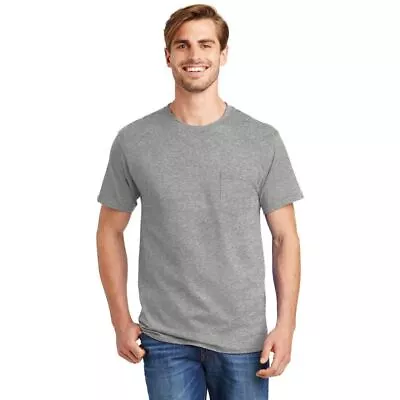 Hanes 5590 Men's Pocket Tee 100% Heavy Cotton T-Shirt  Plain Blank Casual • $16.05