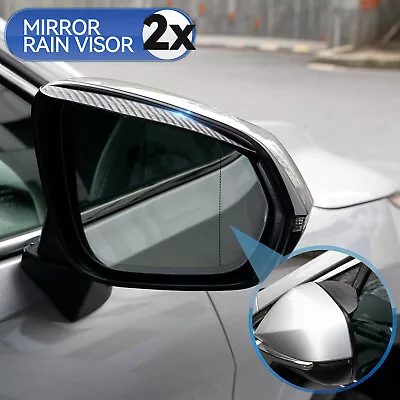 2X Carbon Fiber Black Car SUV Rear View Side Mirror Rain Visor Guard Eyebrow • £4.74