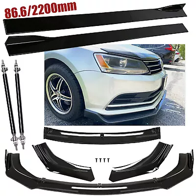 Front Bumper Lip Splitter Spoiler Strut Rods For VW Golf MK5 MK6 MK7 • $90.99