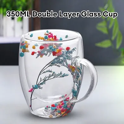 Coffee Glass Mug Tea Cup Thermal Double Wall Insulated Glass With Handle 350ml • $13.36