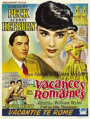 ROMAN HOLIDAY Movie POSTER 27 X 40 Audrey Hepburn Gregory Peck Belgian A • $24.95