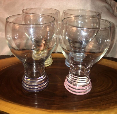 $54.99 • Buy 4 Fiesta FiestaWare Glass Goblets Pastel Rings Banded Base Homer Laughlin
