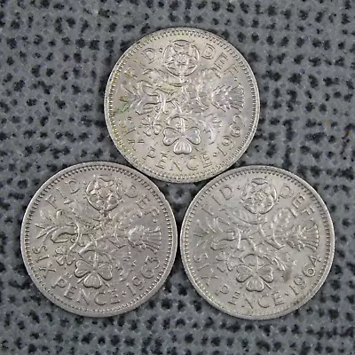 £1.49 • Buy Sixpence 1962 1963 1964 X3 Date Run Small Job Lot Elizabeth II CuNi GB UK