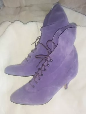 Vintage Latinas 7 1/2 Purple Victorian Styled BootsSuede VG Cond Never Worn • $49.98