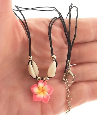 Vintage Hawaiian  Pink Plumeria Flower Shell Necklace 15mm*16*19 • $26.67