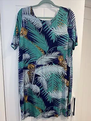 Biba Jungle Safari Style Jersey Dress Size 16 • £9.95