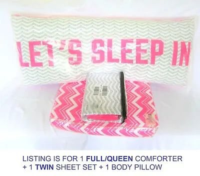 LOT Victoria Secret Pink FULL QUEEN COMFORTER BODY PILLOW TWIN SHEET CASE SET XL • $339