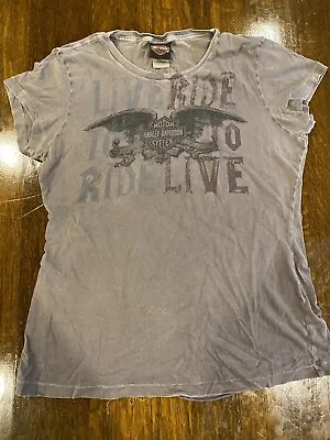 HARLEY DAVIDSON Women's L  LIVE TO RIDE  T-shirt Dales Mount Vernon IL • £10.57