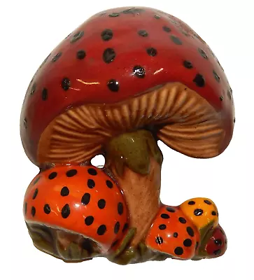 Vintage Ceramic Wall Hanging - Colorful Polka Dot Mushrooms • $14.99