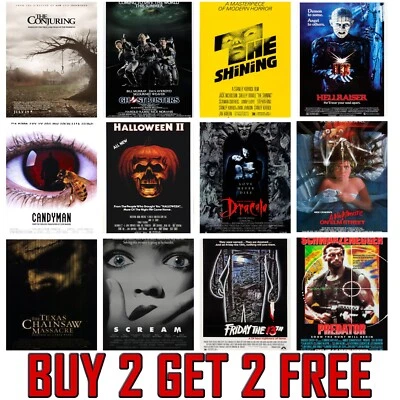 £2.99 • Buy RETRO HORROR MOVIE POSTERS Classic Greatest Cinema Room Prints Wall Art A4 A3