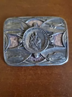 Vintage St. Christopher Be My Guide Silver Metal ID Holder • $12.99