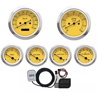 MOTOR METER RACING Classic 6 Gauge Set Electrical GPS Speedometer KMH °C PSI • $415.79