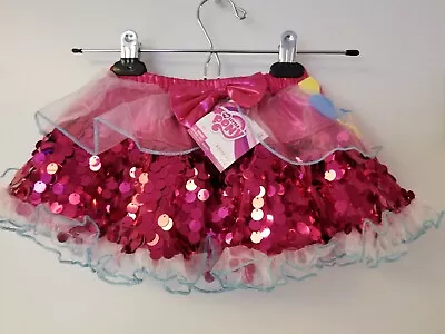 Girls Small 4/6 My Little Pony Pink Sequin Tutu Skirt Lacy Elastic Bling Dance • $9.99