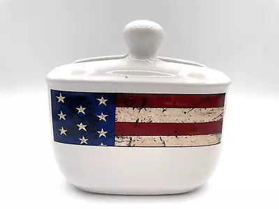 Warren Kimble Colonial Napkin Holder American Flag Red White Blue Kitchen 1997 • $11.18