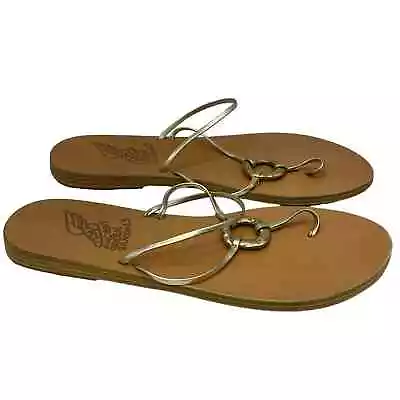 Ancient Greek Sandals Gold Metallic Metal Loop Thong Sandals Sz 38 (7.5) • $74