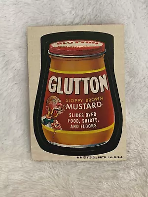 Vintage Topps 1974 Wacky Packages Glutton Sloppy Brown Mustard Sticker * See Des • $12.99