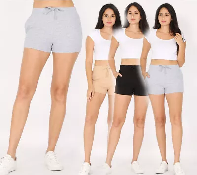 Soft Cotton Women's High Waist Shorts Pockets Drawstring Casual Gym Lounge Sleep • $6.49