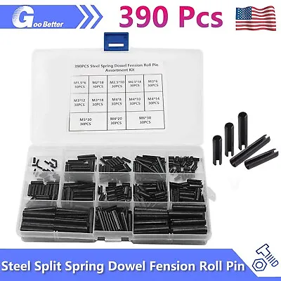 390 Pcs Steel Split Spring Dowel Fension Roll Pin Assortment Kit 13 Sizes • $14.39