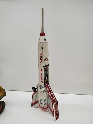 Vintage 1960s Masuya Tin Friction Space Ship Moon Rocket Astronaut Toy • $165