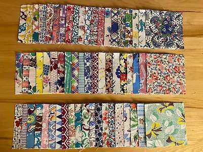 Vintage Feed Flour Sack Fabric Pieces Quilting Charms 5” X 5”. Set Of 60 (#231) • $27.99