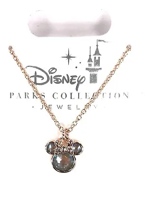 Disney Parks Minnie Mouse Jeweled Icon Aurora Borealis  Rose Gold Tone Necklace • $24.95