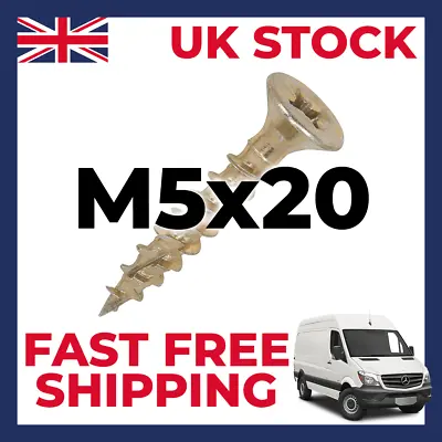 M5x20 COUNTERSUNK MULTIPURPOSE PREMIUM SCREWS WOOD SCREWS X20 • £2.99