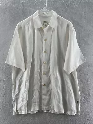 Tommy Bahama Mens Short Sleeve White Linen Shirt Sz L • $29.21