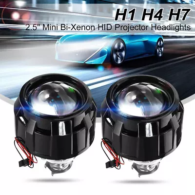 2X 2.5  Bi-Xenon HID Projector Retrofit Headlight Lens Head Lamp H1 H4 DIY Kit • $26.98