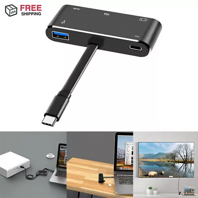 $34.70 • Buy USB C To HDMI Adapter 4K Type-C To HDMI/VGA/Audio 3.0 Port+USB C Port Converter