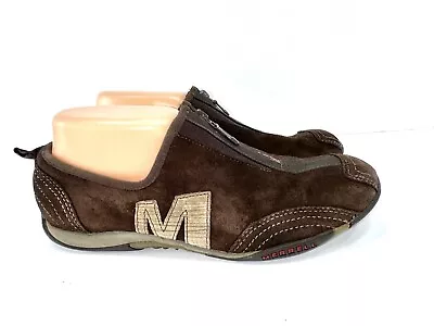 Merrell  Barrado Leather Shoes Chesnut Zipper Size 8 Sneakers Suede Flat • $24.90