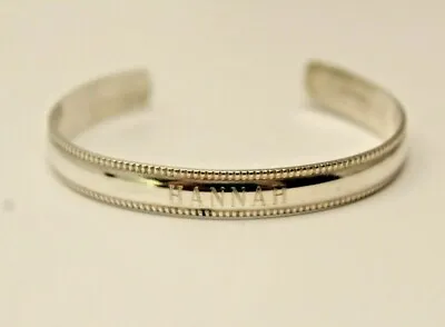 Vintage Child 925 Sterling Silver Engraved HANNAH Tiny Baby Cuff Bracelet Babies • $29.99