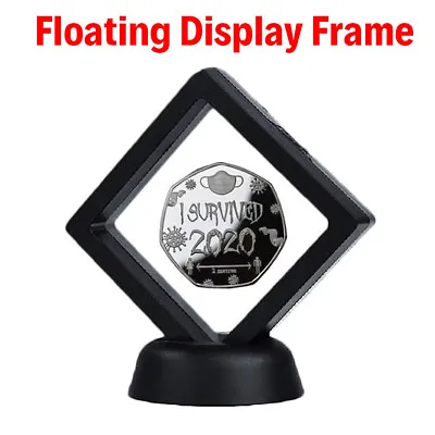 £3.08 • Buy 3D Floating Display Frame Commemorative Coins Jewelry Case Stand Holder 7*7cm