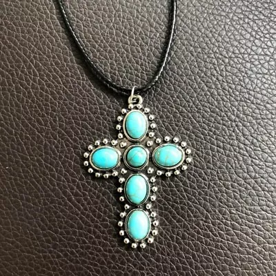 Pendant Necklace Turquoise Choker Vintage Neck Chain Jewelry For Women • $13.79